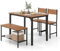 RELAX4LIFE Esstisch Set 4-teilig, Esszimmertisch mit 2 Stühlen & Bank, Sitzgruppe mit Aufbewahrungsregal, Bartisch mit Metallgestell, Industriedesign, Esszimmergruppe für Küche Esszimmer (Braun)