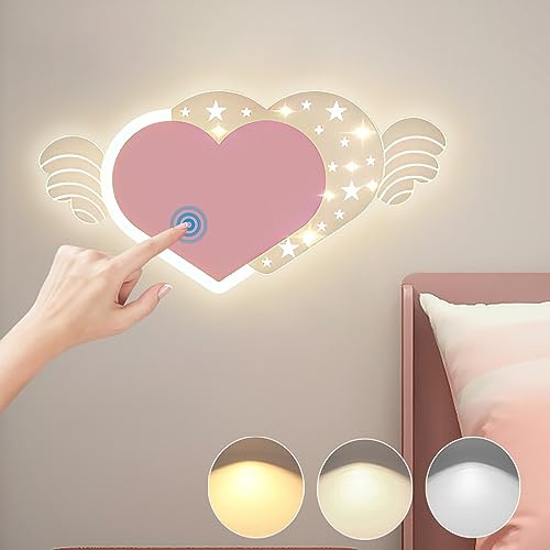 KZT LED Wandleuchte Innen Dimmbar Nachttischlampe Kinder Wandlampe mit Touch Schalter Modern Kinderzimmer Nachtlicht Junge Mädchen Wandbeleuchtung für Schlafzimmer Wohnzimmer Flur Babyzimmer Wandspot