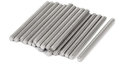 PHasz 20 Pieces 304 Stainless Steel M6 Fully Threaded Rod Bar Studs Hardware for Anchor Bolts, Hangers And U-Bolts,M6×15mm