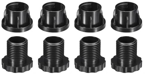 QUARKZMAN 4 Stücke Einsätze für Runde Rohre mit Nivellierfüßen, für 30mm/1.18 Durchmesser Rundrohr, Schwarze Kunststoffmöbel Stuhlbein Stecker Abdeckkappen Einsteckstopfen