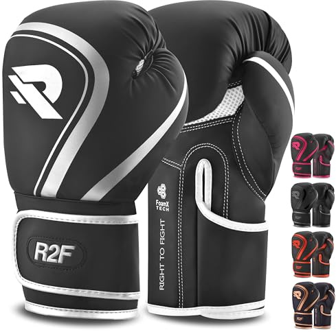 R2F Guantoni da boxe, Pro Training Sparring, Pelle Vegana, Muay Thai MMA, Kickboxing, Uomini Donne Adulto, Heavy Punch Bag Mitts Focus Pads Workout, Multi-Layered, 10 oz, 12 oz, 14 oz, 16 oz