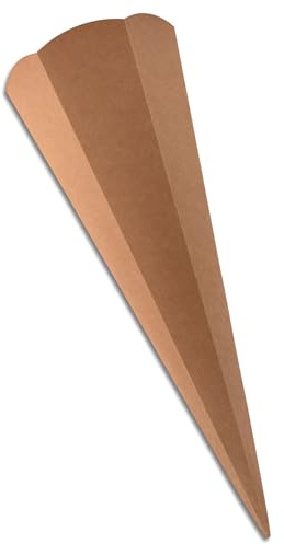 itenga Schultüten Rohling Zuschnitt aus stabilem Buntkarton glatt - 68cm - 6eckig - Schultüte Rohling zum Basteln (Kraftkarton braun)