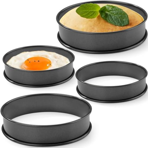 Juego de 4 anillos de huevo de acero inoxidable para magdalenas, para hornear magdalenas esponjosas, escalfadores de huevos, panqueques, pastelería