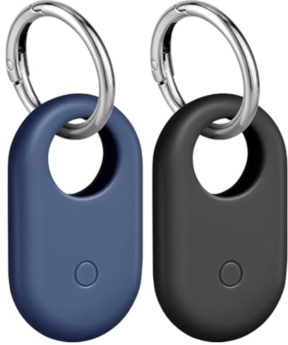 Ainiv 2-pack fodral kompatibel med Samsung Galaxy SmartTag 2, mjukt silikonskyddsfodral för nyckelringar, fallsäkra och reptåliga tillbehör för SmartTag2, för husdjurshalsband, nycklar, ryggsäckar