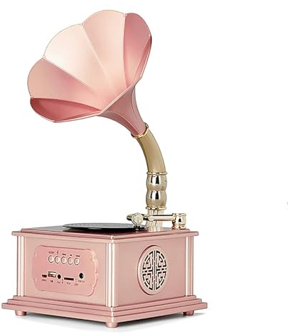 Dischi In Vinile Portatili, Giradischi Bluetooth Giradischi Con Altoparlanti Stereo Integrati, Fonografo Vintage Retrò A 3 Velocità, Registratore Rosa Dorato