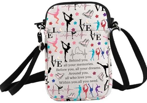 PXTIDY Live Love Skating Crossbody Bag Ice Skating Gifts Figure Skating Gifts Skate Lover Gift for Women Skating Team Gift