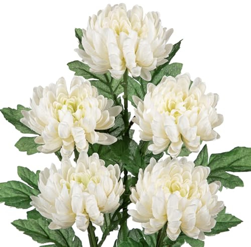 Arborus 5 STK Kunstblume für Vase Chrysantheme Künstliche Blüten mit Stiele | 58 CM Dekozweige Fake Zweige für Blumenarrangement auf Esstisch Nachttisch Teetisch im Essimmzer Schlafzimmer Wohnzimmer