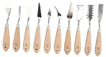HOODANCOS 10piezas Raspadores De Metal Para Pintura Al Óleo Espátulas De Mango De Madera Herramientas De Arte