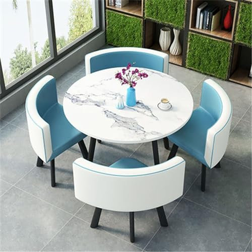 Rundes Möbel-Set mit Tisch und Stühlen, runder Konferenztisch, 1 Tisch und 4 Stühle, 5-teiliges Set, rund, Frühstücksbar, Küche, Esstisch, Set für Küche/Esszimmer, #6, 80 x 75 cm (B x H)