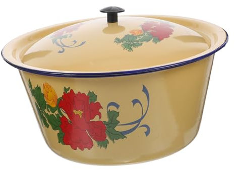 CONGARTENO Olla De Sopa Esmaltada Grande 26 Cm, Olla De Cocina Casera De Esmalte, Resistente Al Calor, Uso Doméstico Cocinar Comida Para Bebés, Utensilio Esencial De Cocina Tapa