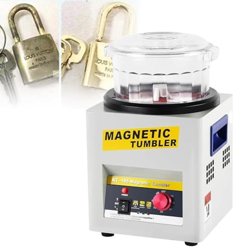 PASPRT Lucidatrice per Gioielli con Bicchiere Magnetico, lucidatrice Magnetica, Cilindro di lucidatura e perni per lucidatura da 200 g per Gioielli, avanzamento Automatico