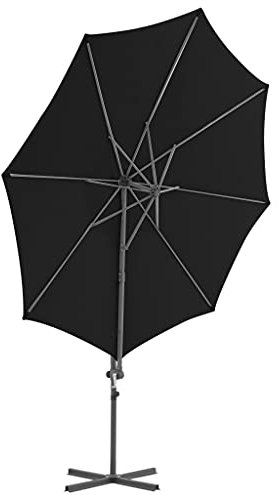 prissent Balkon-Sonnenschirm Terrassenschirm Marktschirm Patio Umbrella Strandschirm Gartenmöbel Wasserdicht und Sonnenschutz Multifunktionale Terrassenmöbel Schwarz 300x300x255 cm