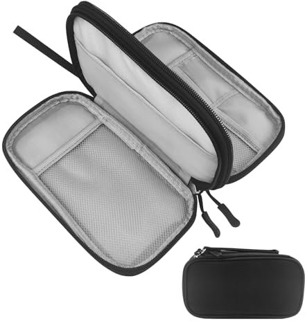 MeoZynxadril Kabeltasche, Elektronische Tasche, Universal Kabel Organizer, Tragbare Kabelorganizer, Doppellagige Kabeltasche, Kabelorganizer für Kabelaufbewahrung, USB Ladekabel, Powerbank, Schwarz