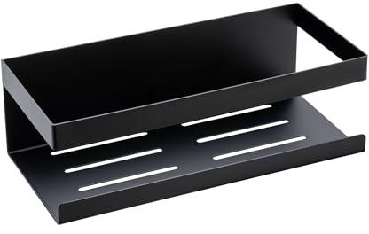 Schöner Wohnen Kollektion Wandablage Mod. Meleto aus rostfreiem Edelstahl schwarz matt lackiert ohne Bohren für Glatte Oberflächen Maße 25 cm x 8 cm x 11,5 cm