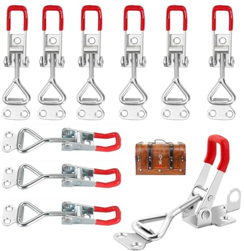 Pack of 10 Toggle Clamp Adjustable Metal Toggle Latch Quick Release Toggle Catch Latch for Tool Boxes, Trunk Cases, Cabinets