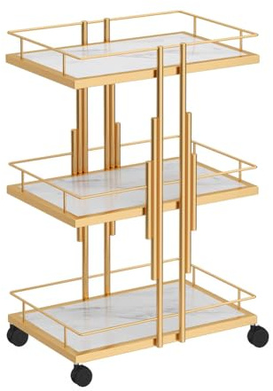 MegLob Kosmetikwagen Aus Metall, Moderner Schönheitssalonwagen Aus Eisen Mit Rädern, Rollender Kosmetikwagen, Mobiler Hochleistungs-Gesichtswagen Für Spa-Resorts/Friseursalons,Gold