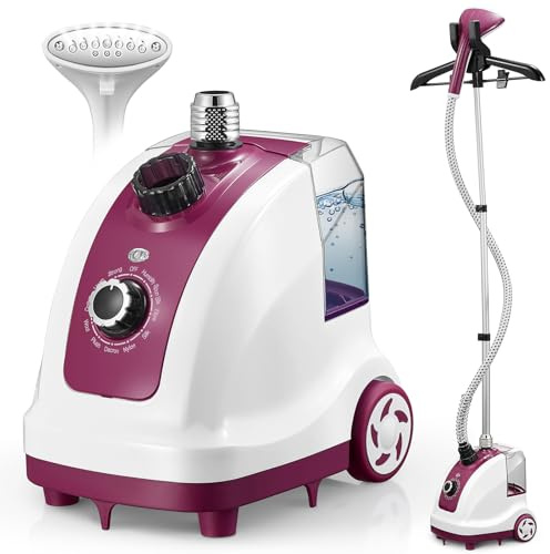 Cozary Ferro da Stiro Verticale Professionale, 1950 W Stiratore Verticale a Vapore, Stirella Verticale con Serbatoio dell'acqua 1.35L, 11 Funzioni di Vapore Stiratore