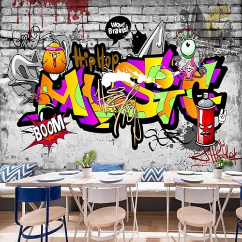 XLMING Handgemalte Retro Kunst Straße Backsteinmauer Buntes Graffiti 3D Tapeten Tapete Seidigkeit Home Esszimmer Möbel Sofa Schlafzimmer Wohnzimmer TV Hintergrund-430cm×300cm