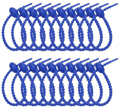 PATIKIL 15cm Silicone Cable Ties, 20pcs Rubber Reusable Twist Zip Ties Organizer for Home Office Kitchen Food Bags Wires Adjustable Bag Clip, Dark Blue