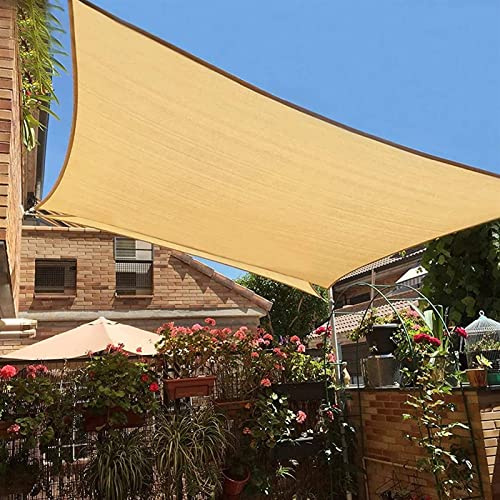 Toldo rectangular color beige, toldo con bloqueo UV, vela más gruesa para patio, césped, jardín y actividades al aire libre, esquinas reforzadas (2 x 2 m)
