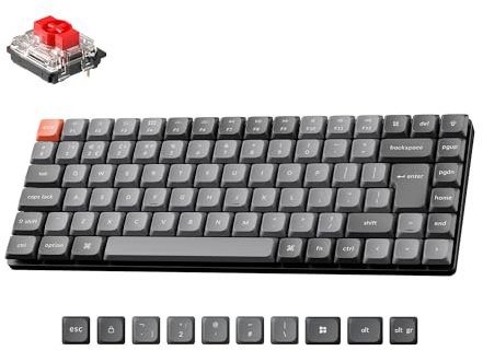 Keychron K3 Max Ultra-Slim Custom Mechanical Keyboard, QMK 2.4GHz Bluetooth USB Wired, Hot Swappable Low-profile Gateron Red Switch with RGB Backlighting Ergonomic, 75% UK layout