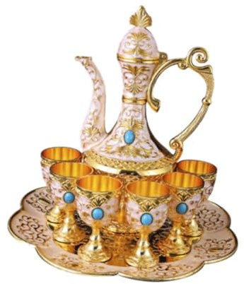 Zambuph Türkisches Kaffeetassen und Teekannen Set, inspiriert vom europäischen Stil, verleiht jeder Sammlung Charme. (Weinkrug, Weinglas, Tablett, Teekanne, Teeservice Set)
