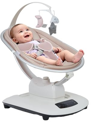 Danonlly Elektrische Baby-Schaukel mit Präzisionsschwingung – 5 Bewegungsprofile, Adaptiver Neigungswinkel & Autotimer bis 18 kg | Inkl. Montessori-Spielbogen und Fernbedienung