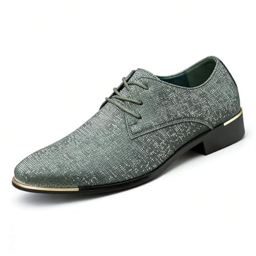 Générique Homme Bout Pointu Chaussures pour Mariage, Soirée Et Bal Classiques Lacer Oxfords Talon Bas Bloc Chaussures De Robe De Élégantes,Vert,42 EU