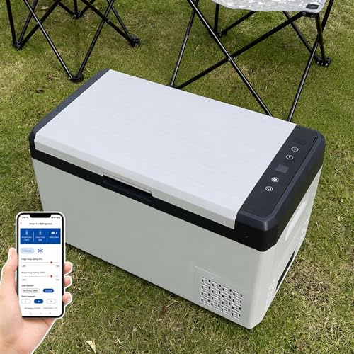 25L Bilkylskåp, Mini Kylbox, Kylskåp 12V Kompressor, 12/24V DC & 110/220V AC, 10°C till -22°C, för lastbil, husbil, minibuss, SUV, camping, resor, roadtrips