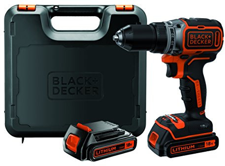Black & Decker BL186KB-QW Perceuse sans fil Brushless + 2 Batteries 1,5Ah 18V Lithium-ion + Chargeur + Coffret de rangement Noir