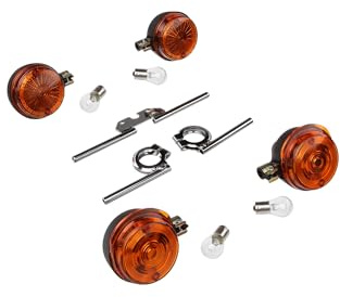 AKF Set: 4 Blinker rund komplett, + 12V Lampen und Blinkerträger chrom - für Si