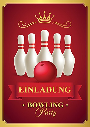 JuNa-Experten 10 Einladungskarten Bowling Mädchen Jungen Erwachsene Kindergeburtstag Geburtstagseinladungen Einladungen Geburtstags-Party Kartenset