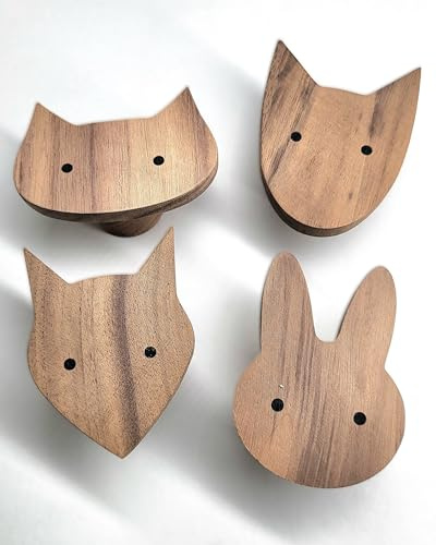 PLT Wandhaken für Kinder aus Holz, Tiere, Kinderzimmer, Fuchs, Hase, Hund, Katze, Deko, Kleiderhaken, Garderobenhaken, Garderobe, Scandi-Style, Geschenkidee