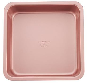 Wiltshire Rose Gold Square Cake Pan, PFOA PTFE Free, Robust Cake Pan, Non-Stick Coating, Coated Baking Pie Tin, Cake Mould, Sheet Steel Bakeware, 22x22x5cm