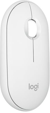 Logitech Pebble Mouse 2 M350s Slim Bluetooth Wireless Mouse, Portable, Lightweight, Customisable Button, Quiet Clicks, Easy-Switch for Windows, macOS, iPadOS, Android, Chrome OS - White