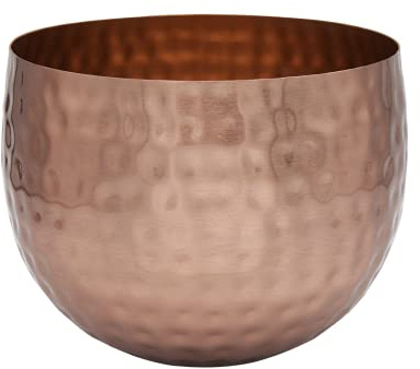 LaLe Living Blumentopf BAHA in Kupfer gehämmert aus Eisen, Ø13,5 x H11 cm als Übertopf oder Pflanzgefäß für Sukkulenten, Kräuter, Grünpflanzen, Blumen