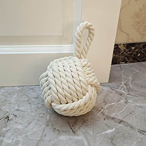 Dewarfami Türstopper mit Seilknoten, dekorativer Türstopper, cremeweiß