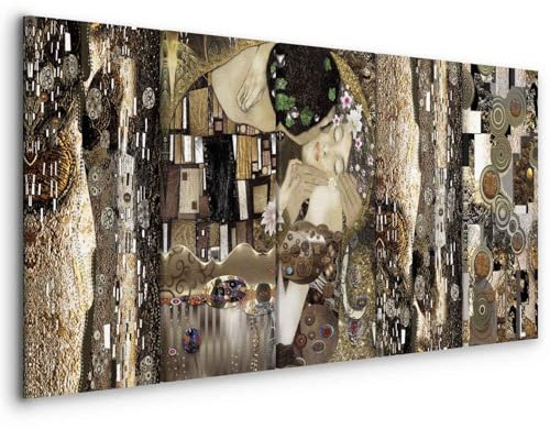 murando - Quadri Moderni per Camera da Letto, Gustav Klimt Bacio, 100x40 cm | Chiodi Inclusi, 5 Pezzi, Quadro Moderno, Murale Arte, Stampe da Parete, Resistenti Allo Sbiadimento, Produzione Europea
