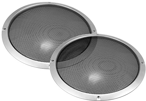 X AUTOHAUX Lot de 2 garnitures rondes argentées pour haut-parleurs de voiture 25,4 cm