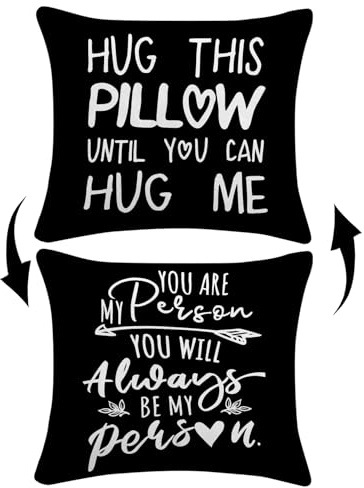 Long Distance Relationships Gifts Reversible Throw Pillow Covers Decor for Home Bedroom,18'' x 18'' Pillow case,Boyfriend Girlfriend Birthday Gifts,Gift Wife,Husband,Wedding Anniversary (black-2)