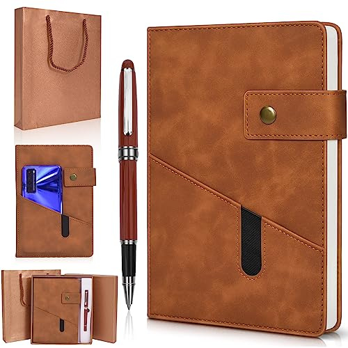 vfaejll A5 Lined Leather Journal Notebook,Hardcover Journal Set with Pen and Gift Box,100Pages 100gsm Thick Ruled Paper Daily Diary for Men Women School,Travel,Business,Work,Writing 5.9 X 8.4