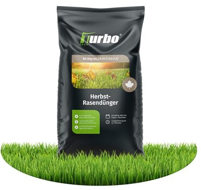 Herbstrasendünger 5kg mit Kalium, macht den Rasen Winterfest, gesunder Rasen verdrängt Moos, Ideal für Herbst, geeignet für Streuwagen, Staubarmes Granulat, Herbstdünger Rasen, Rasendünger, Turbogrün