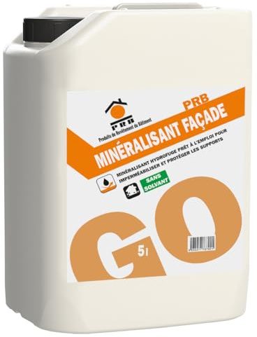Minéralisant Façade 5L - Hydrofuge Minéralisant Prêt à l’Emploi - Protection Durable Contre Eau, Salissures et Gel - Pour Façades et Murs Extérieurs - Application Facile