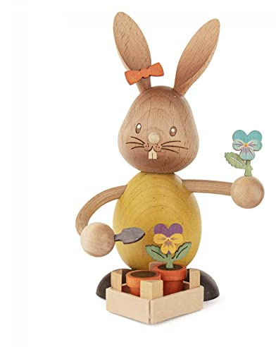 Rudolphs Schatzkiste Påskhare Stupsi med penséer B x H x D 9 x 12 x 10 cm ny påskfigur trähare