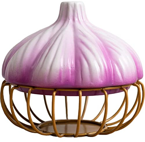 Alipis Garlic Storage Basket Mit Deckel Rustikales Design Für Knoblauch Zwiebeln Eier Und Snacks Dekorative Küchenaufbewahrung Für Ordentliche Küche Kleiner Kompakter
