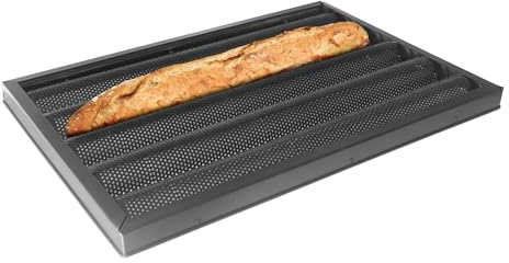 GGM Gastro | BABH546 | Baguetteblech - Aluminium - EN 600x400 - Schwarz - mit 5 Mulden