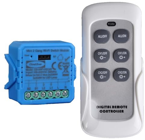 Cloud Even Interruttore Intelligente wifi, MINI WiFi Smart Switch 2-Way, 2.4G WiFi, tuya APP Control, modulo relè wireless,Funziona con Alexa,Google Home,220v 2300w (CLWFSEC02RF1)