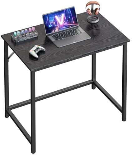 VASAGLE Tisch, Computertisch, Bürotisch, 80 x 50 x 76 cm, für Arbeitszimmer, Schlafzimmer, Wohnzimmer, ebenholzschwarz-tintenschwarz LWD038B56V1