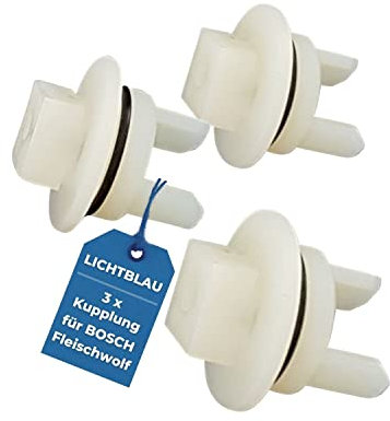 Lichtblau 3er Set Kupplung 020470 418076 für Bosch Fleischwolf - Kunststoff Passend für MUM4, MUM5, MFW15 und MUZ4FW - Antriebswelle Ersatzteil