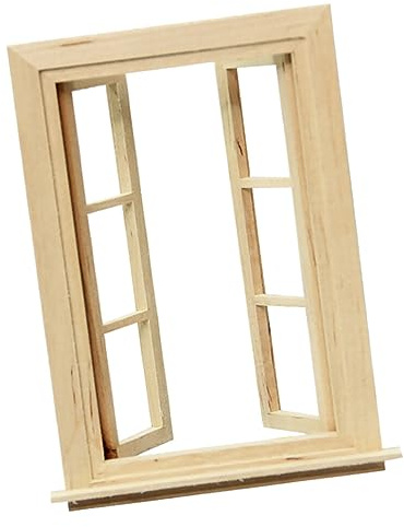 Toyvian Fenêtre Miniature, Mobilier Maison PoupéE 1:12 avec Porte Meubles Miniatures Accessoires Jouets Enfants Décoration Créative 13.5X10.5X0.8 Pouces
